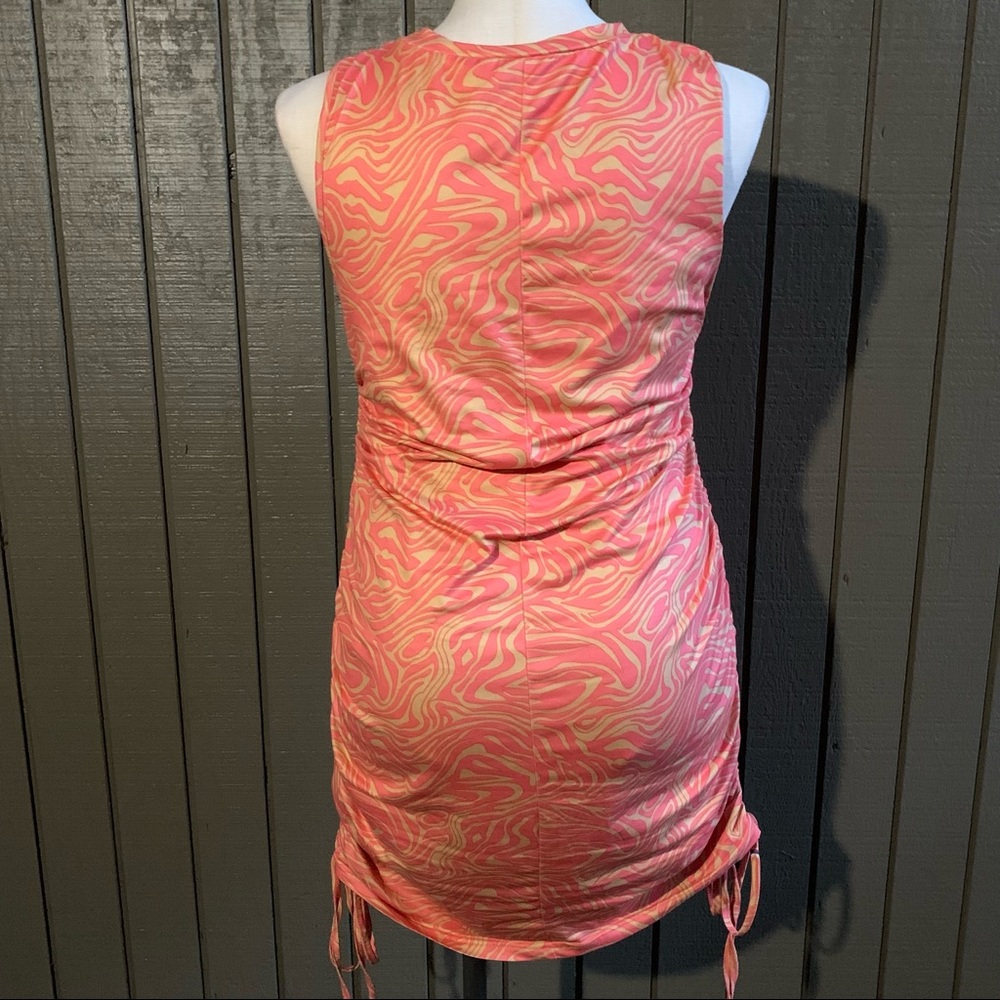 Shein Curve Orange Allover Print Drawstring Ruche… - image 3